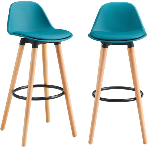 Tabouret de bar 16227BC - Norvège Bleu Canard - Lot de 2